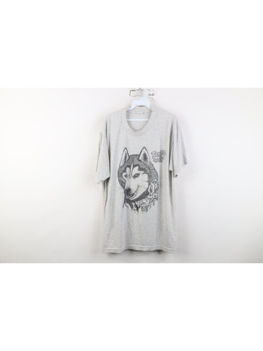 Vintage 90s Mens Large Iditarod Alaskan Husky Dog Racing Sled T-Shirt Gray USA